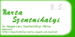 marta szentmihalyi business card