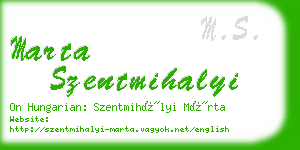 marta szentmihalyi business card